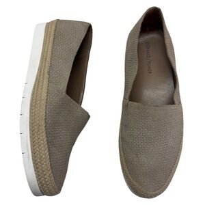 Donald Pliner Paryn Woven Leather Suede Espadrille Flat Beige Shoes Womens 8M